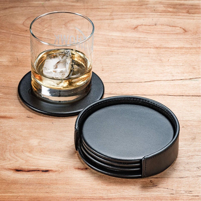 Dacasso Black Leatherette 4 Holder Coaster Set, Model:A1018 - Image 5